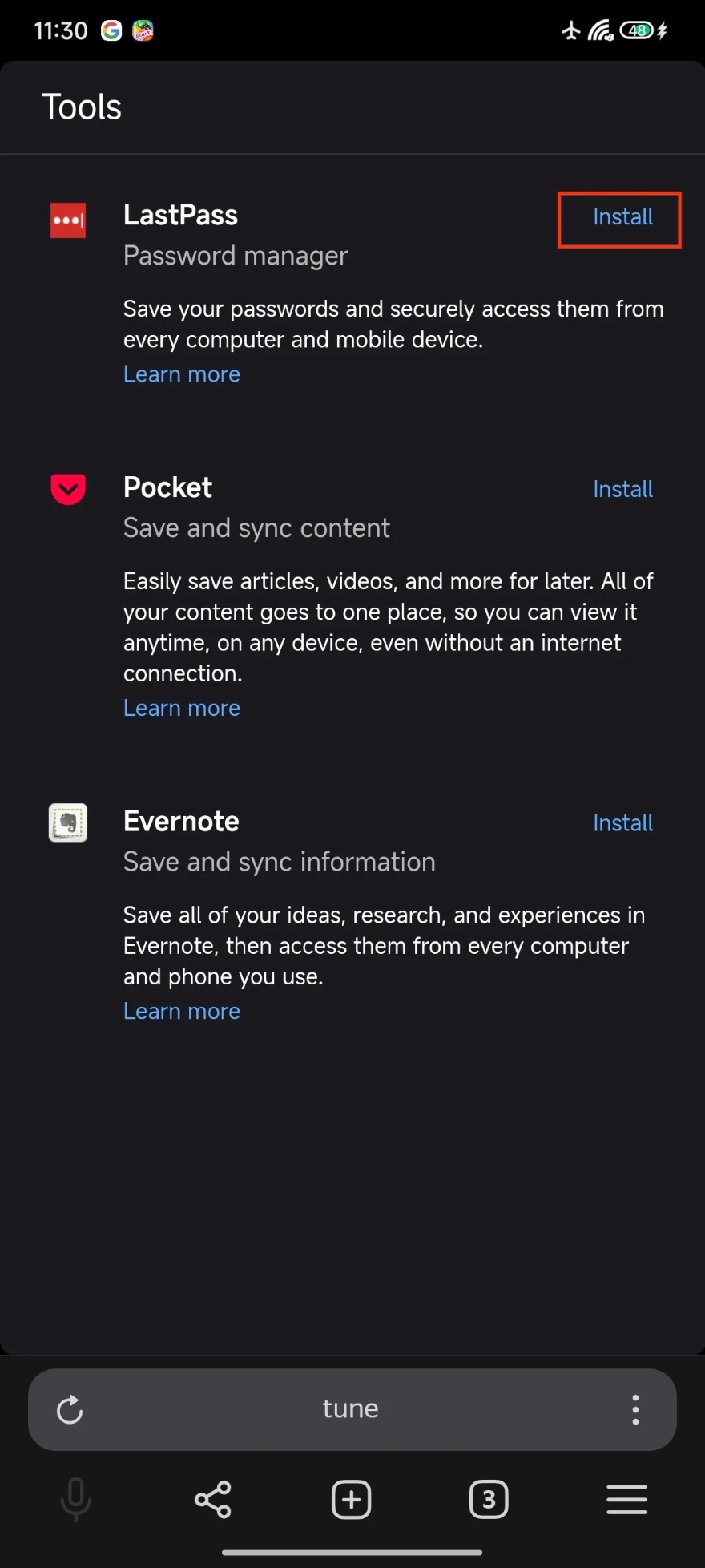 sử dụng tiện ích mở rộng Chrome trên trình duyệt Android