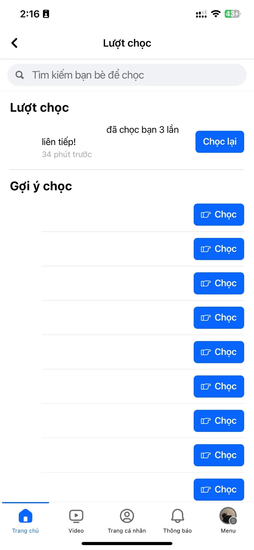sử dụng tính năng chọc trên Facebook