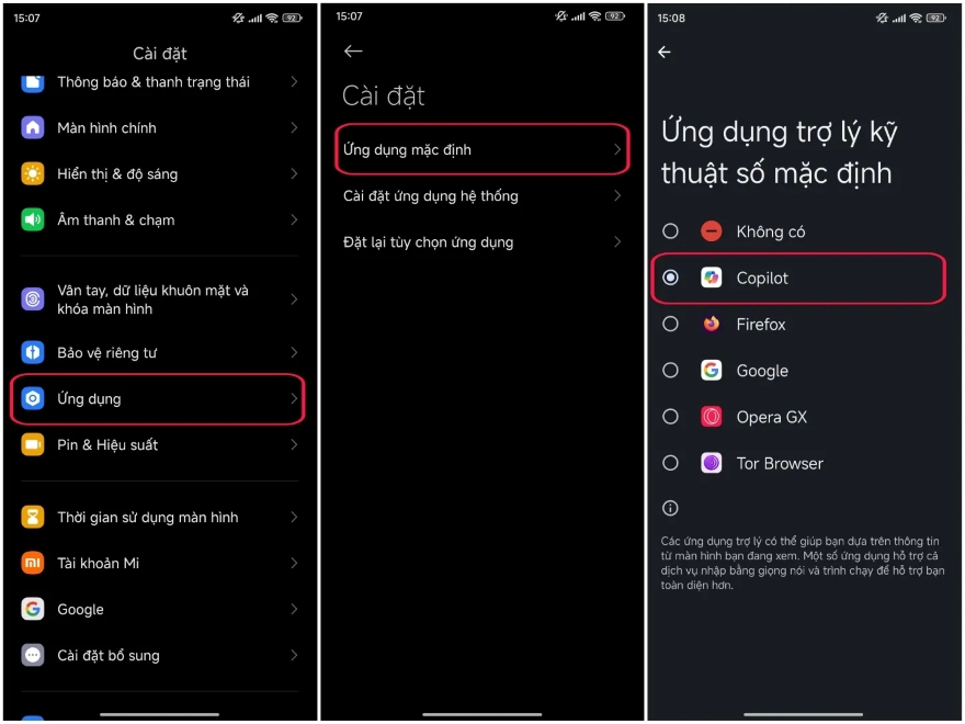 thay thế Trợ lý Google bằng Copilot