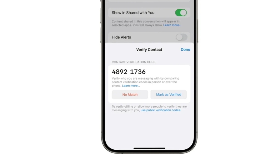 Xác minh khóa liên hệ trên iPhone