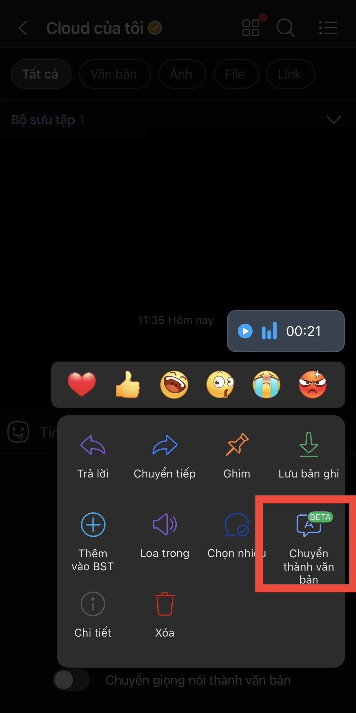 Cách chuyển giọng nói thành văn bản trên Zalo