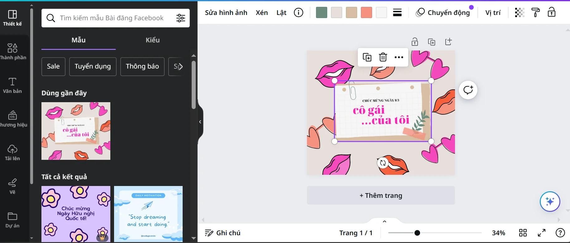 Cách Làm Thiệp 8.3 Tặng Nửa Kia Với Canva