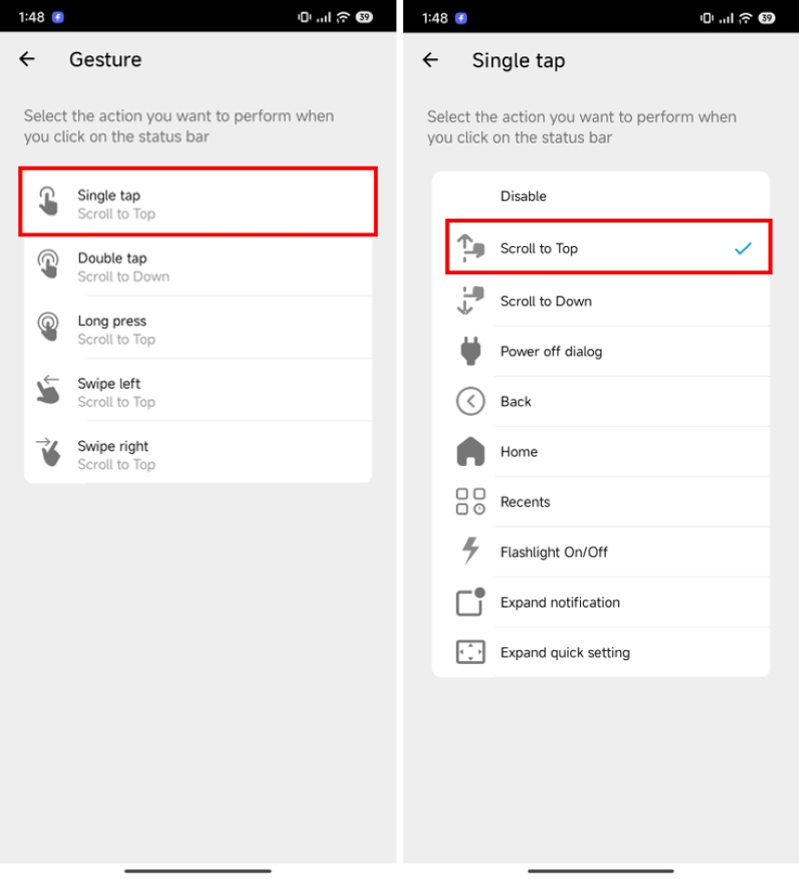 tính năng cuộn trang của iPhone trên các dòng Android