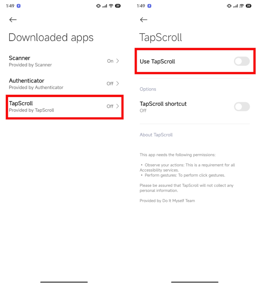 tính năng cuộn trang của iPhone trên các dòng Android