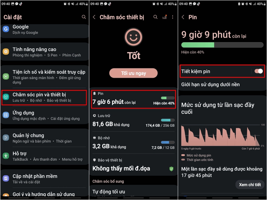 tối ưu hoá thời lượng pin trên Galaxy A53