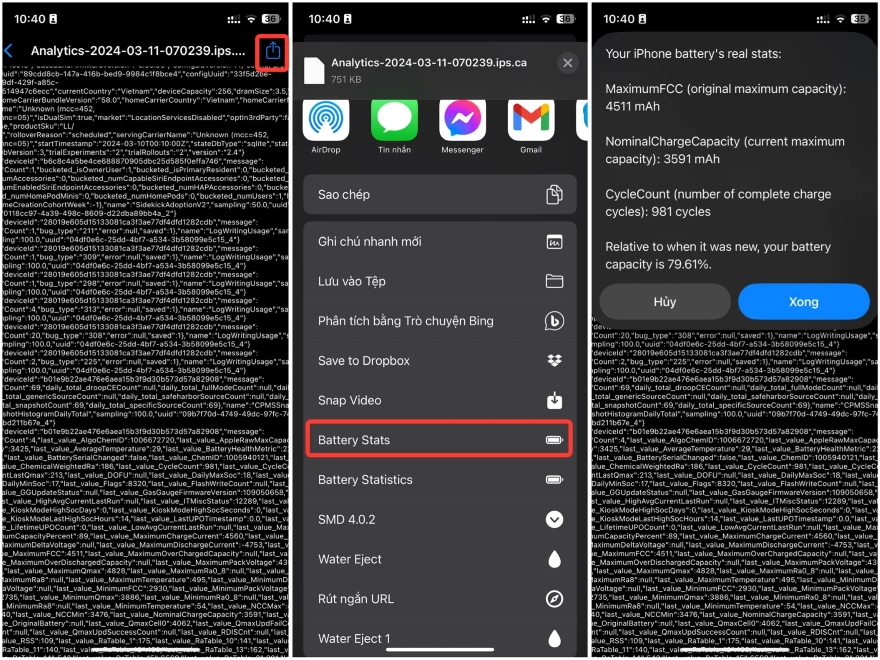 xem số chu kì sạc trên các dòng iPhone cũ