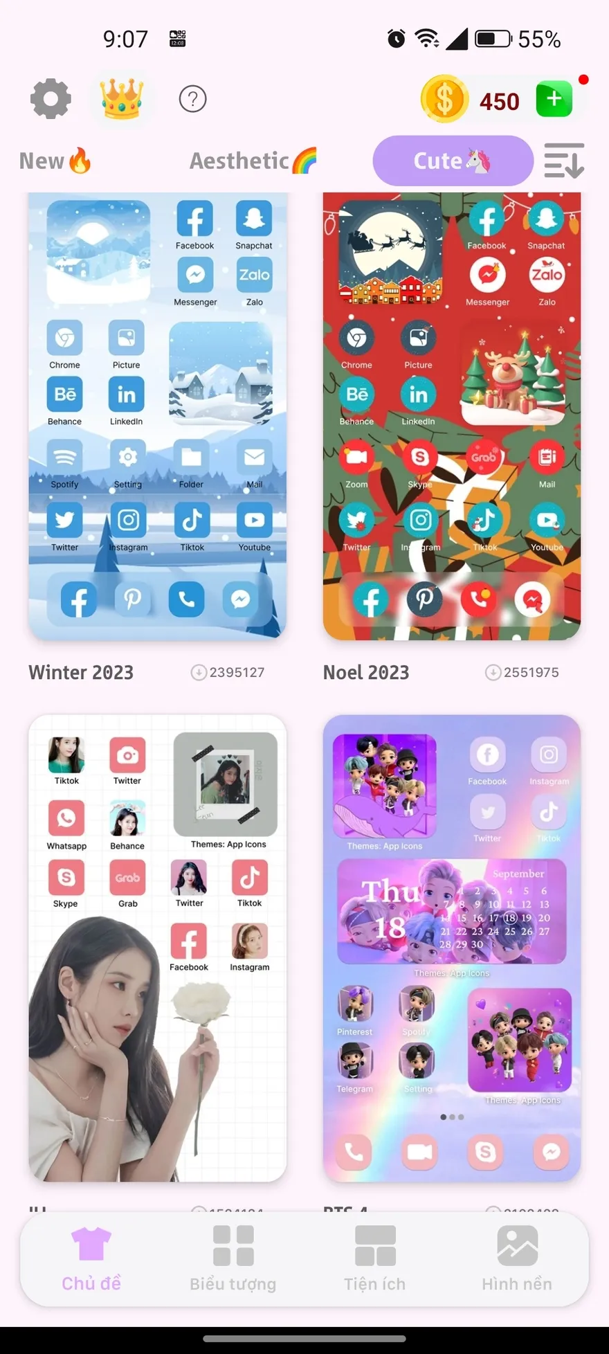 ứng dụng thay đổi theme cho điện thoại Galaxy