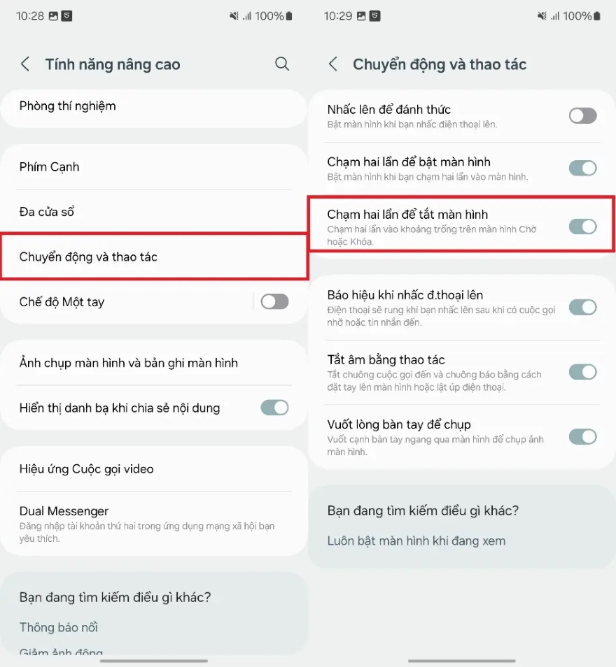 Thiết lập tính năng chạm 2 lần để mở màn hình trên Galaxy