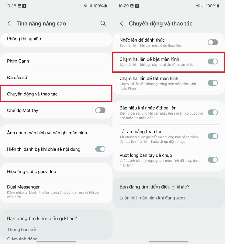 Thiết lập tính năng chạm 2 lần để mở màn hình trên Galaxy