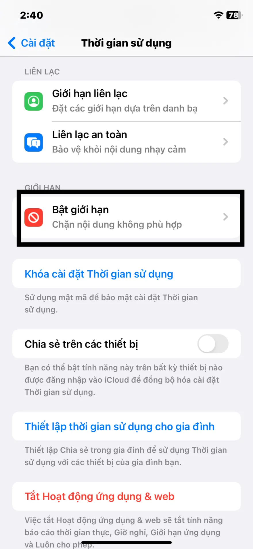 Cách cài đặt chế độ trẻ em trên iPhone 