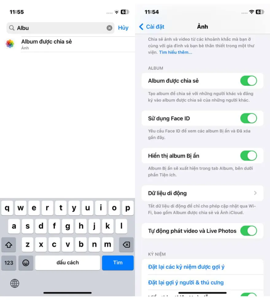 cách khoá album ẩn trên iPhone bằng Faceid
