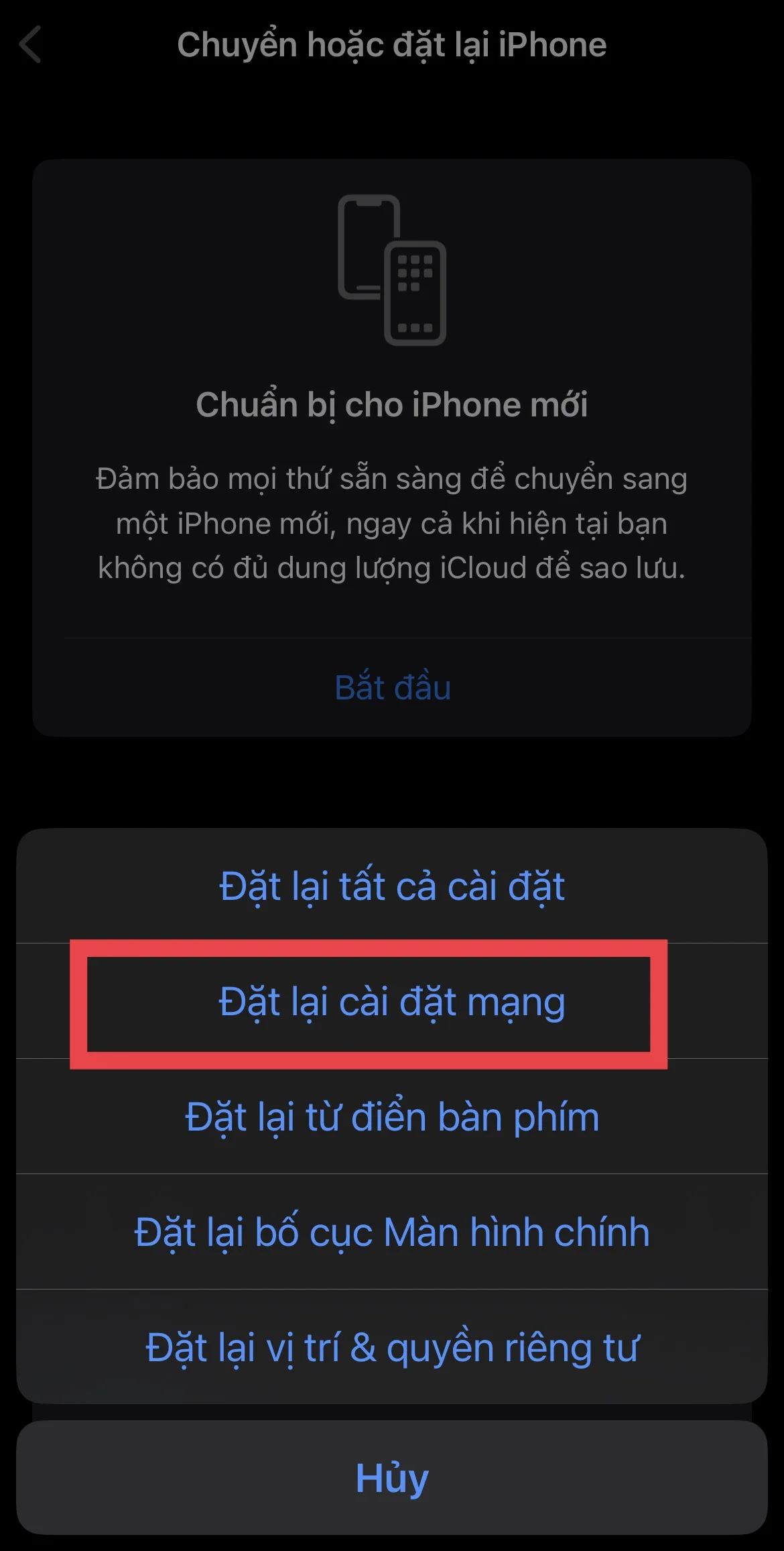 Cách reset lại cài đặt mạng trên iPhone