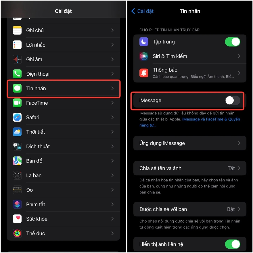 Cách tắt hoàn toàn iMessage