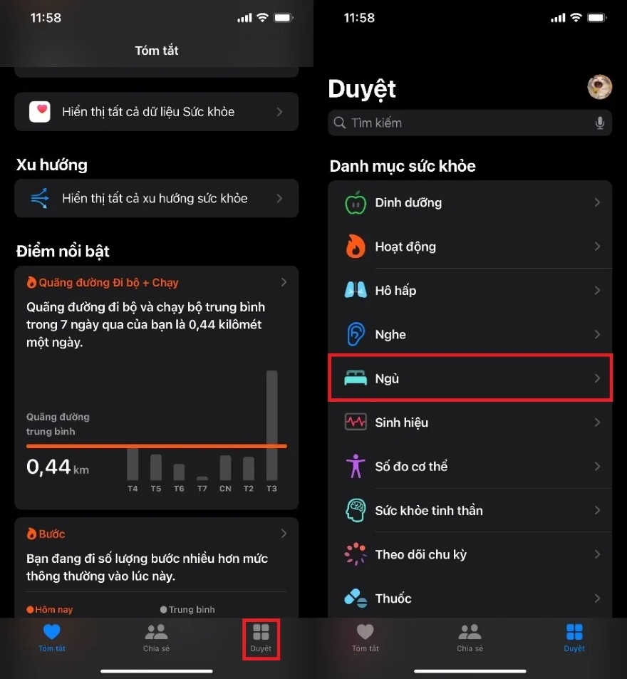 Cách thiết lập chế độ ngủ iPhone trên ứng dụng Sức khoẻ
