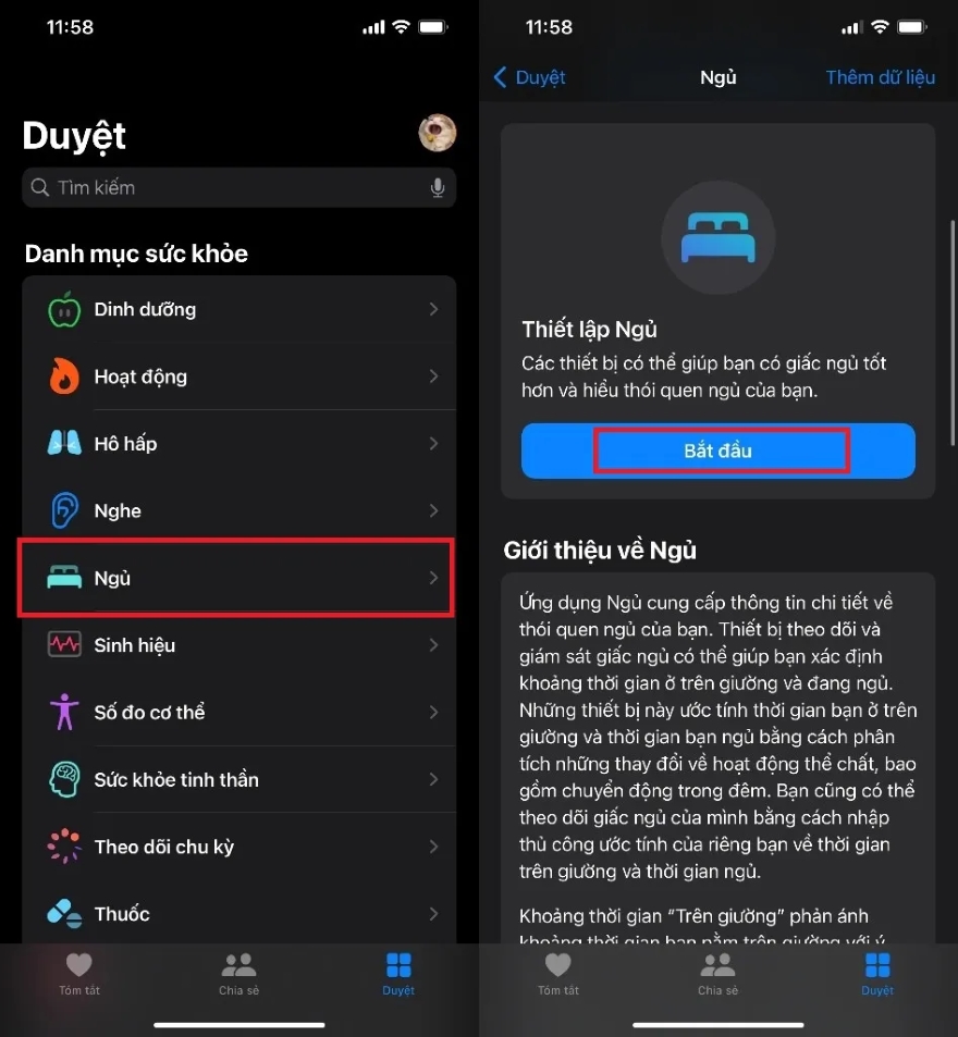 Cách thiết lập chế độ ngủ iPhone trên ứng dụng Sức khoẻ