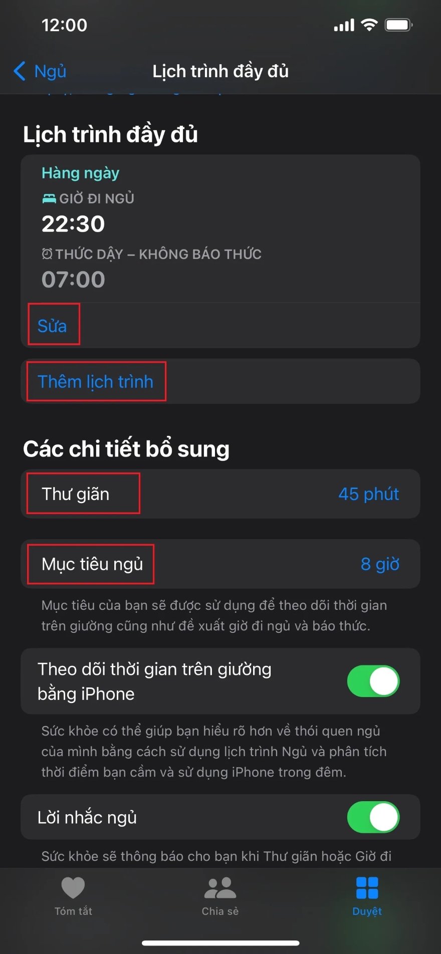 Cách thiết lập chế độ ngủ iPhone trên ứng dụng Sức khoẻ