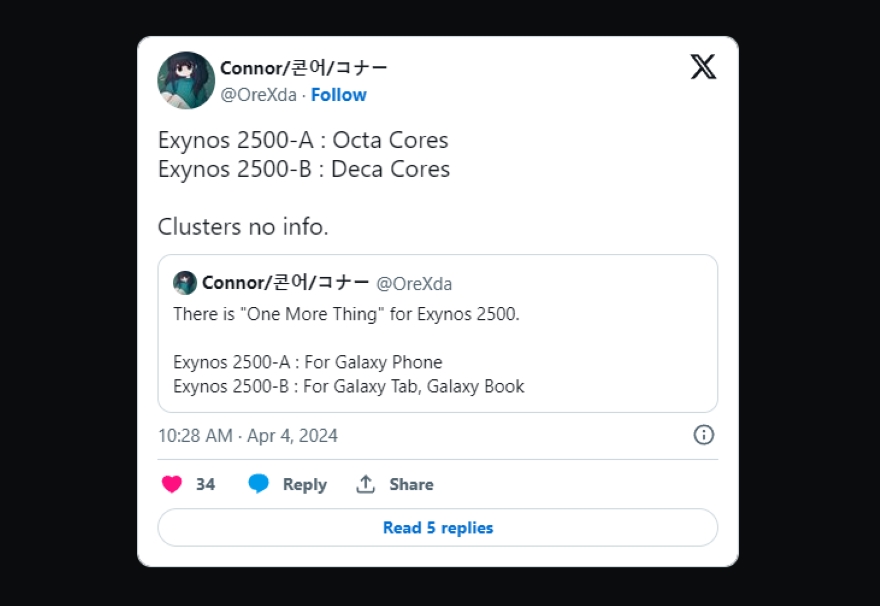Chip Exynos 2500 sẽ có 2 phiên bản khác nhau