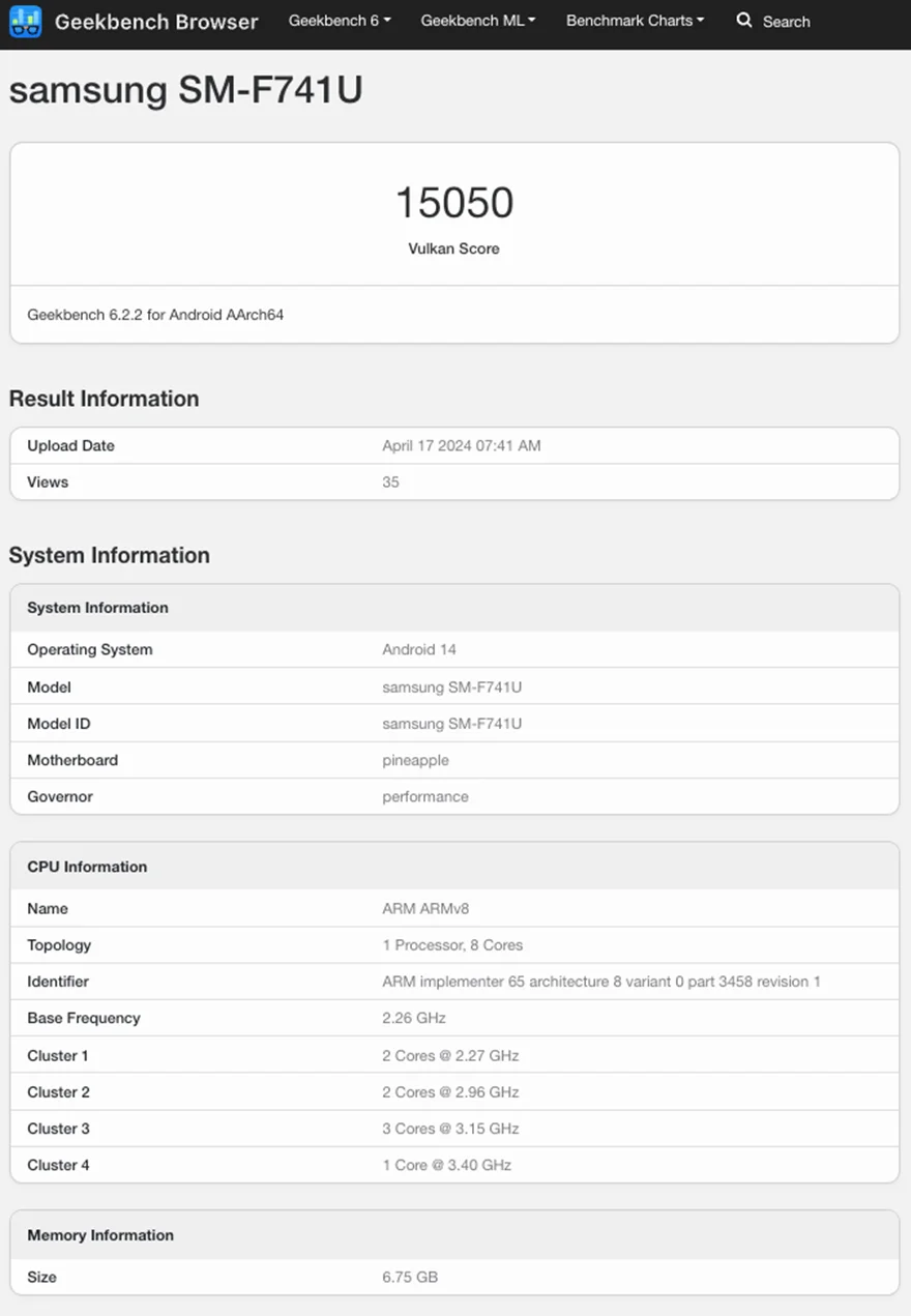 Galaxy Z Flip6 lộ điểm Benchmark trước thềm ra mắt