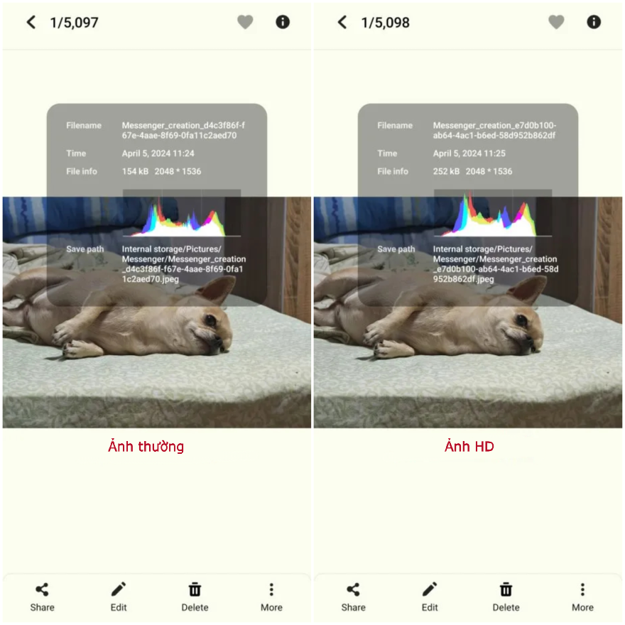 gửi ảnh chất lượng cao HD trên Messenger