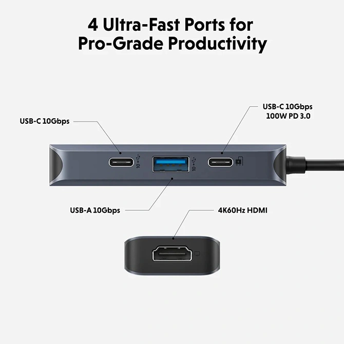 Hub chuyển đổi HyperDrive Next 4 in 1 Port Type-C HD4001GL