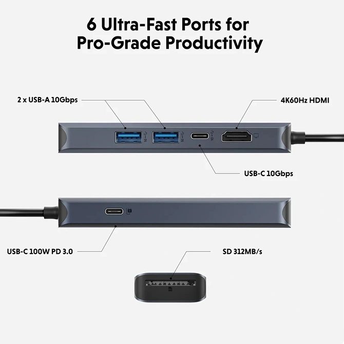 Hub chuyển đổi HyperDrive Next 6 in 1 Port Type-C HD4002GL
