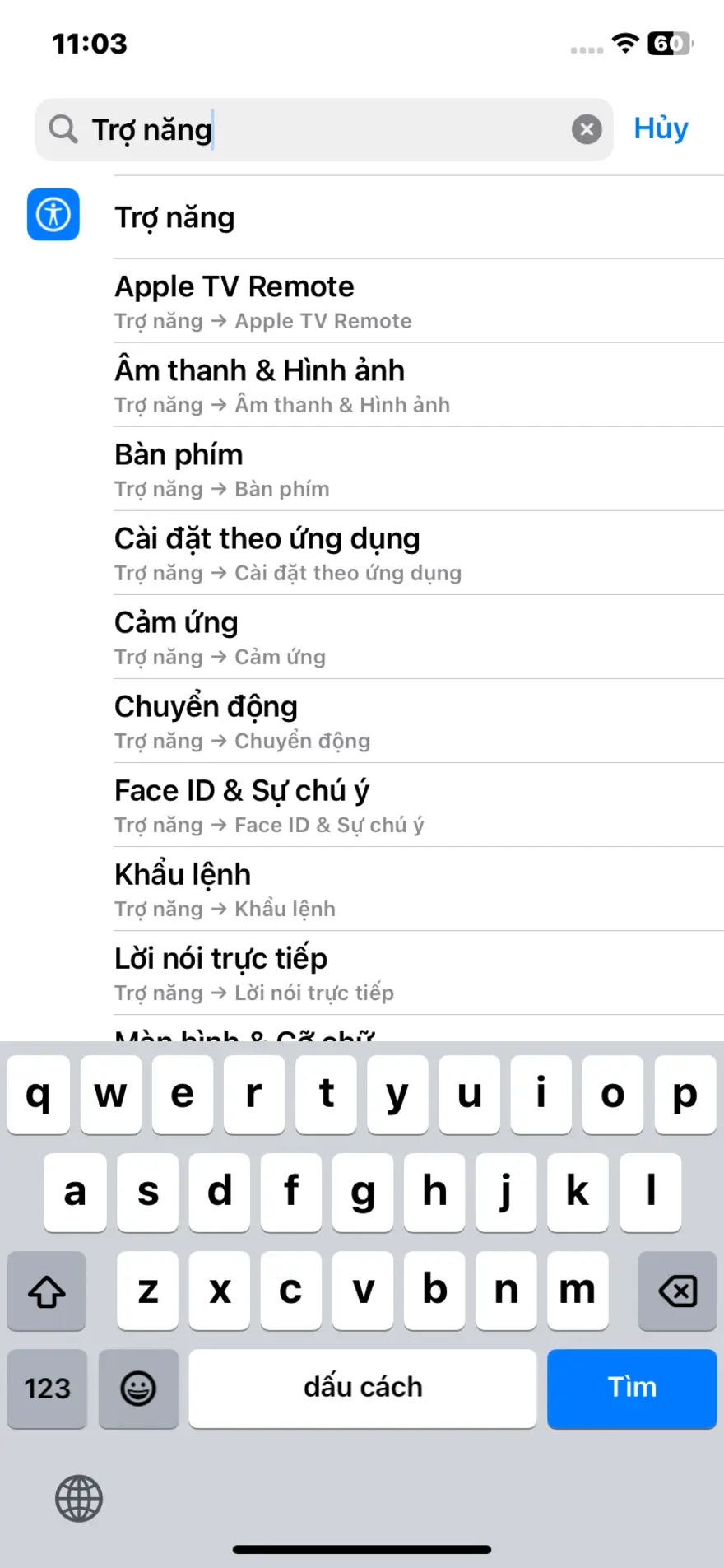 iPhone không hiển thị phím