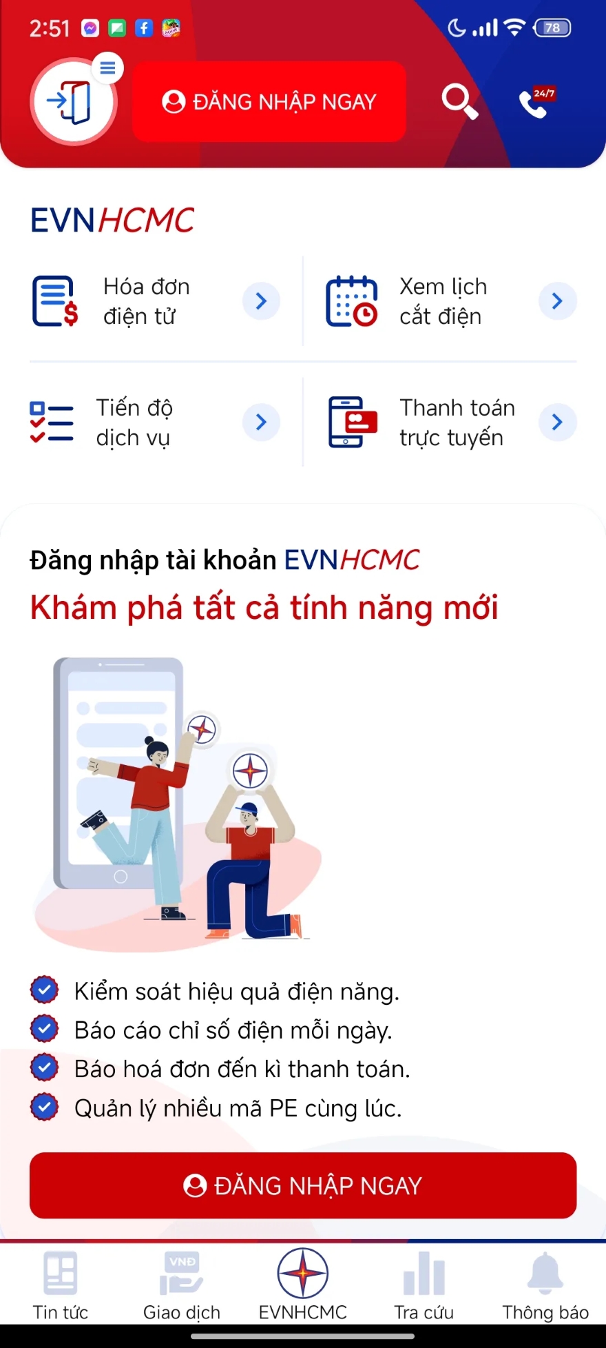 kiểm tra tiền điện qua ứng dụng EVN