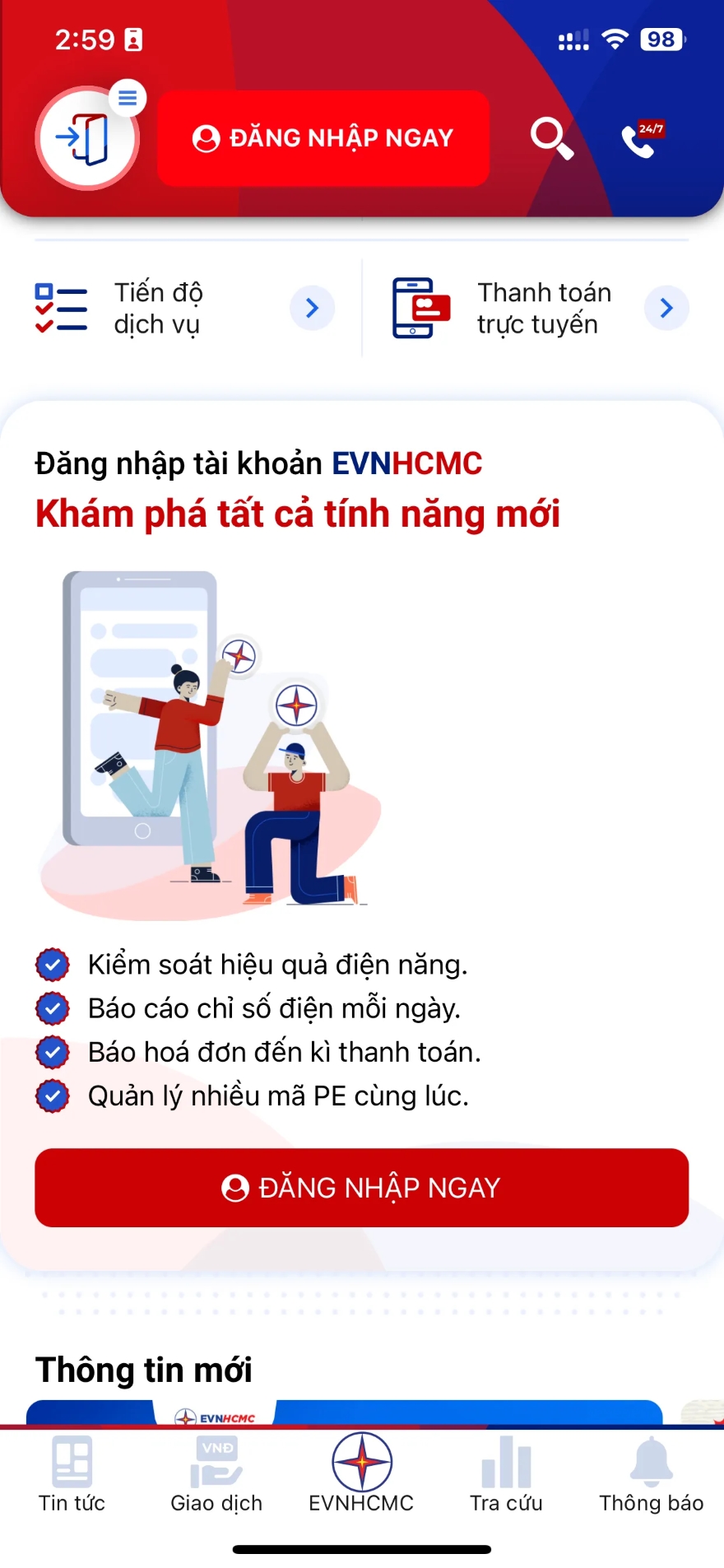 kiểm tra tiền điện qua ứng dụng EVN