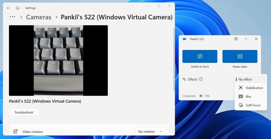 sử dụng điện thoại Android làm webcam trên Windows 11
