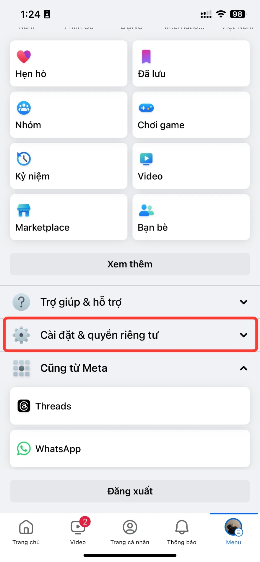 tắt trình duyệt tích hợp trong Facebook