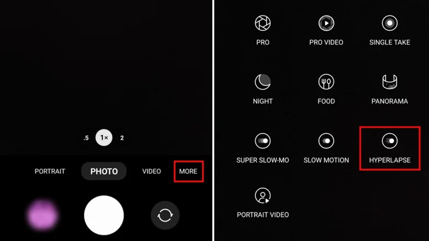 Tính năng Hyperlapse trên điện thoại Galaxy