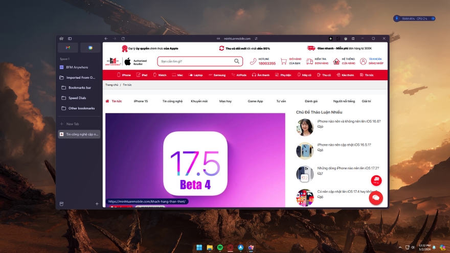 trình duyệt arc ra mắt trên Windows 11