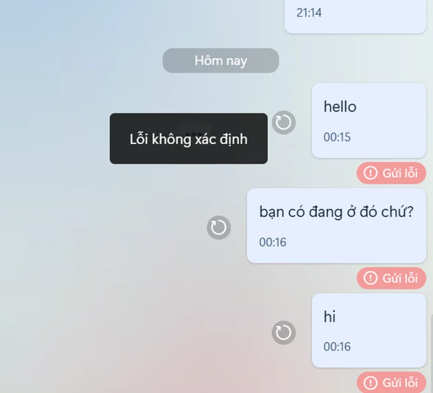 Zalo gặp lỗi không gửi được tin nhắn trong đêm