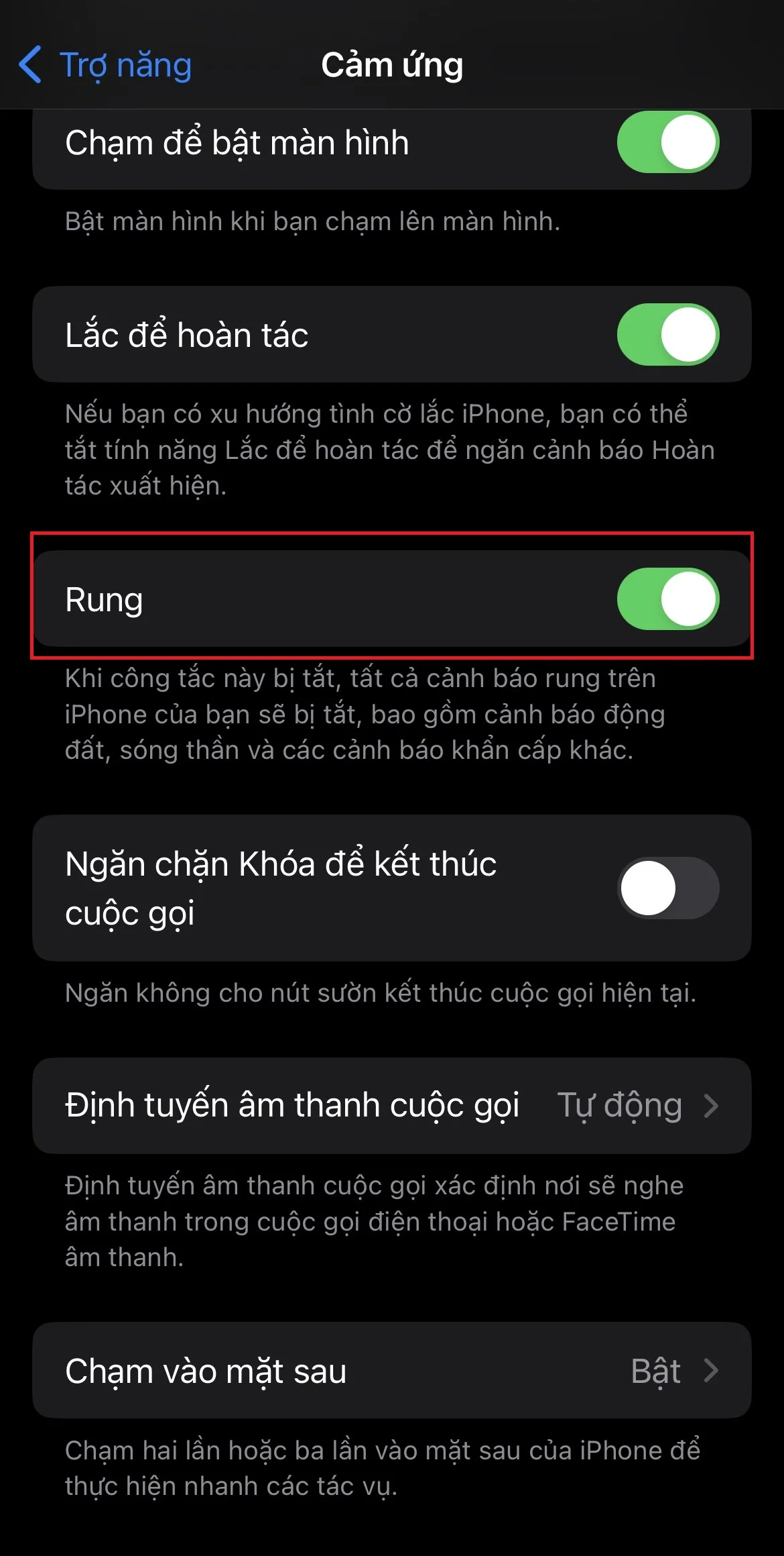 Cách tắt chế độ rung trên iPhone