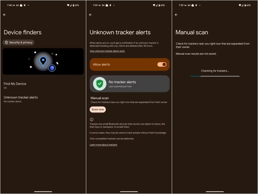 Cách quét các AirTag không xác định trên Android