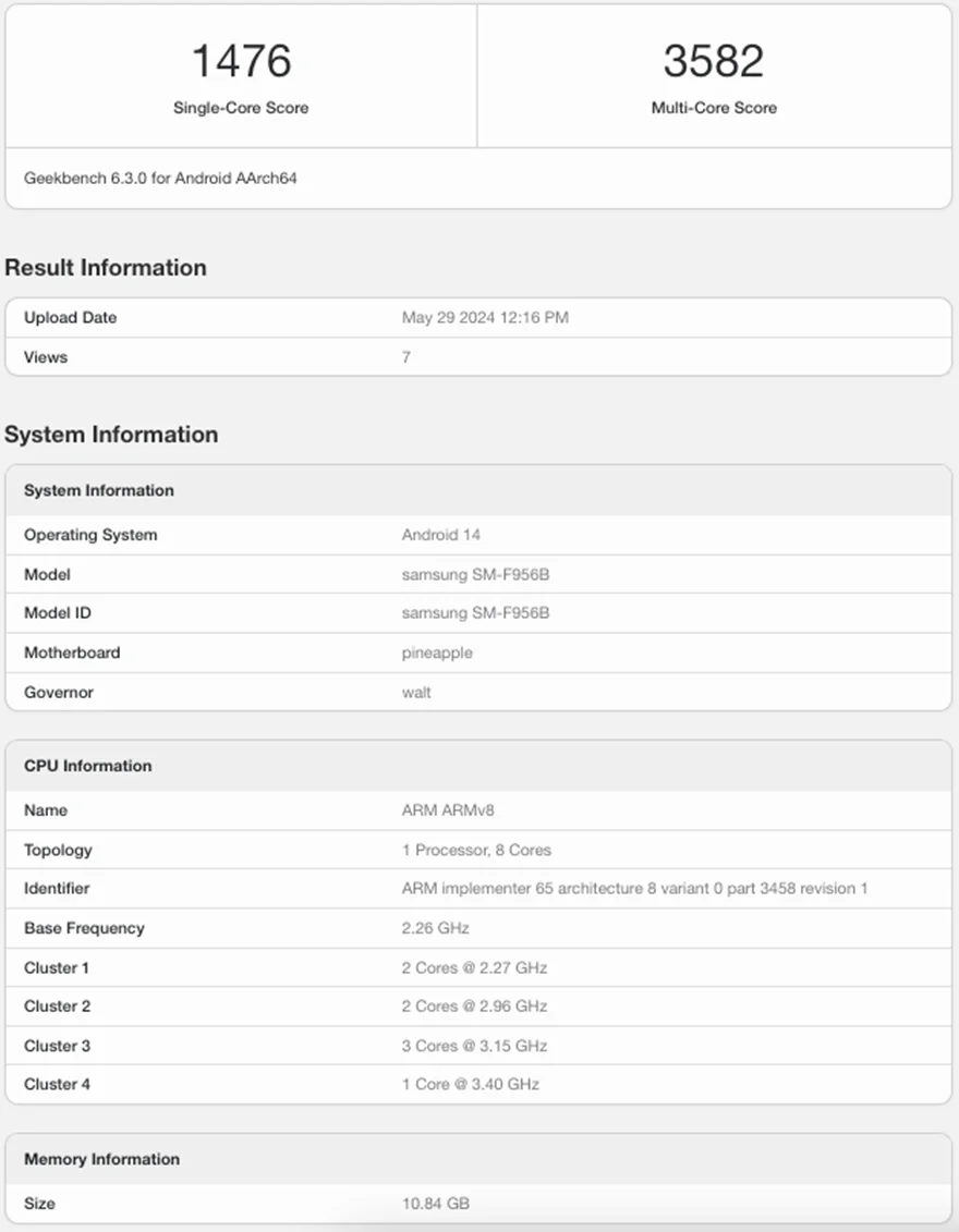 Galaxy Z Fold6 tiếp tục lộ điểm hiệu năng