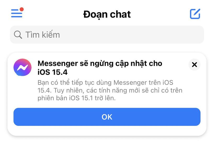 Messenger chính thức ngừng hỗ trợ iOS cũ