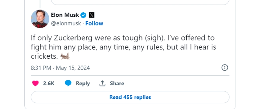 Elon Musk lại tiếp tục thách Mark Zuckerberg đấu võ