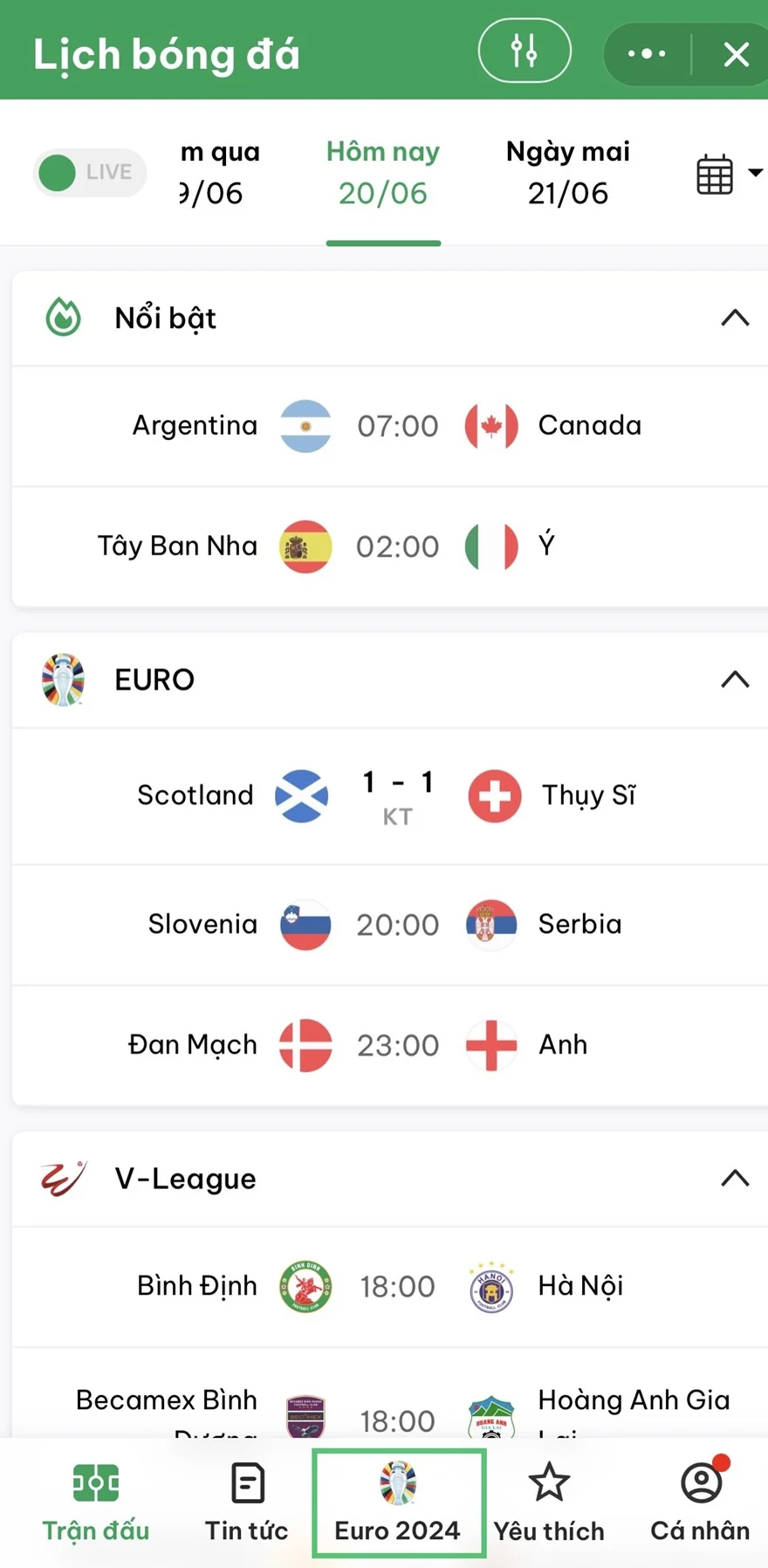 Cách xem lịch đấu Euro nhanh chóng trên Zalo