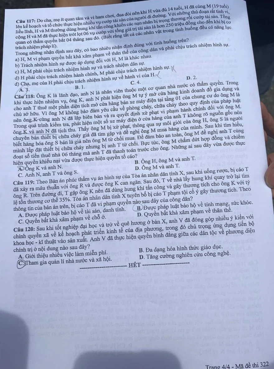 Chính thức: Đề thi THPT Quốc Gia tổ hợp KHXH