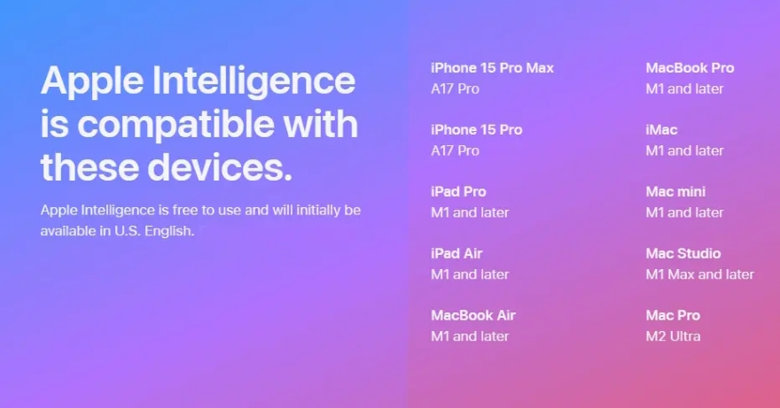 Danh sách các thiết bị hỗ trợ Apple Intelligence