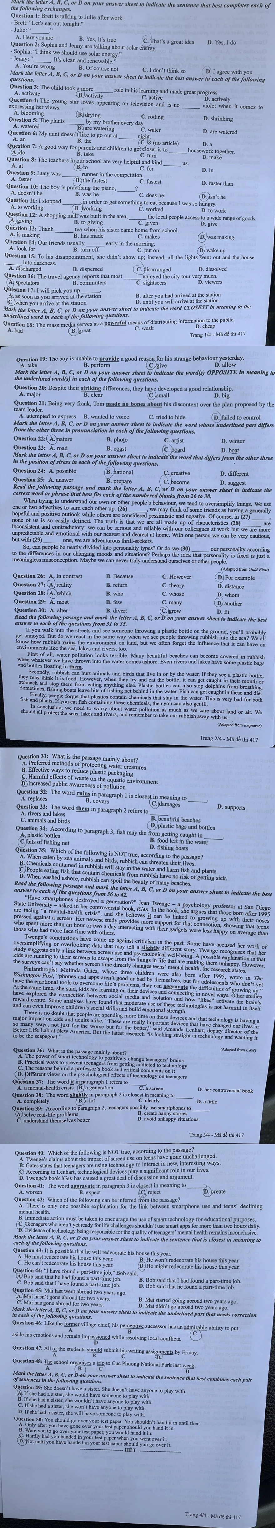 Đề thi tiếng Anh tốt nghiệp THPT năm 2024