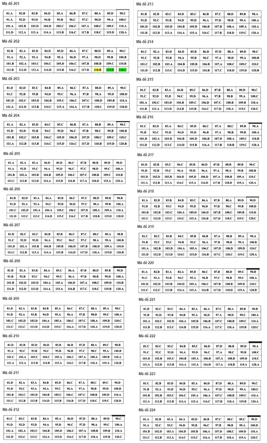 Đáp án thi tốt nghiệp THPT năm 2024