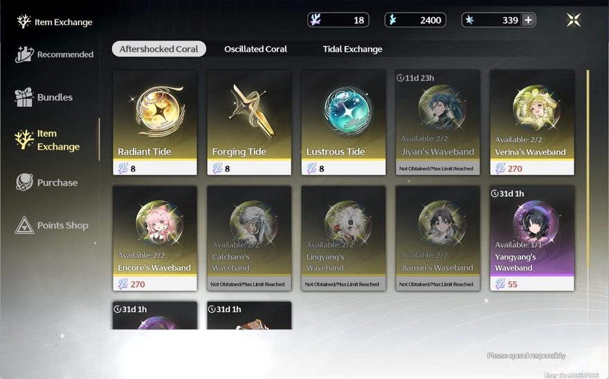 Wuthering Waves Ascension và nguyên liệu nâng cấp Yinlin