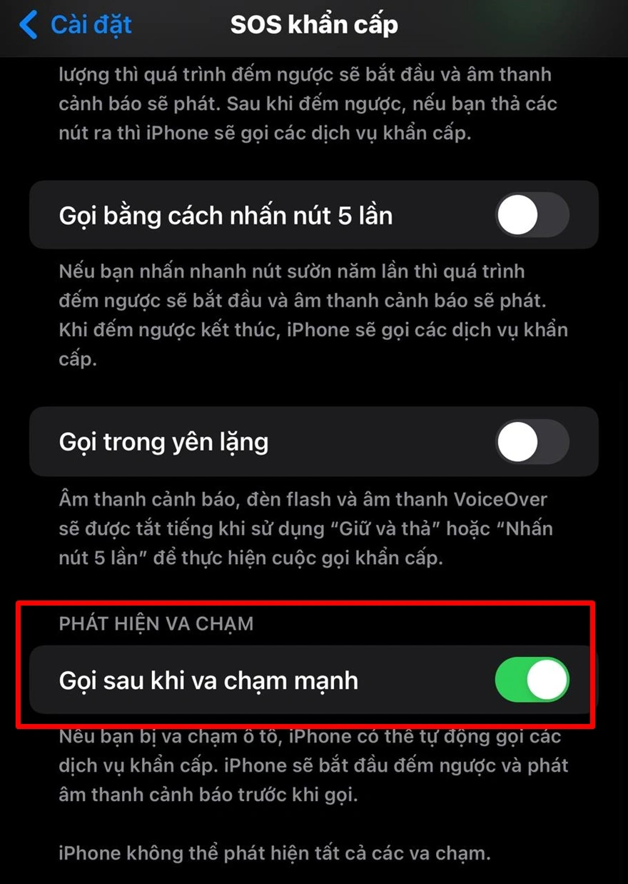Cách dùng tính năng nhận biết đụng xe trên iPhone