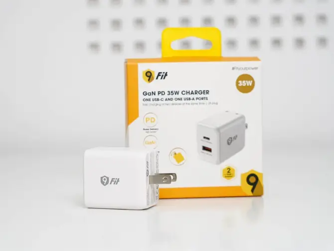 Cốc sạc nhanh 2 cổng 9Fit 35W PD 1A1C GaN