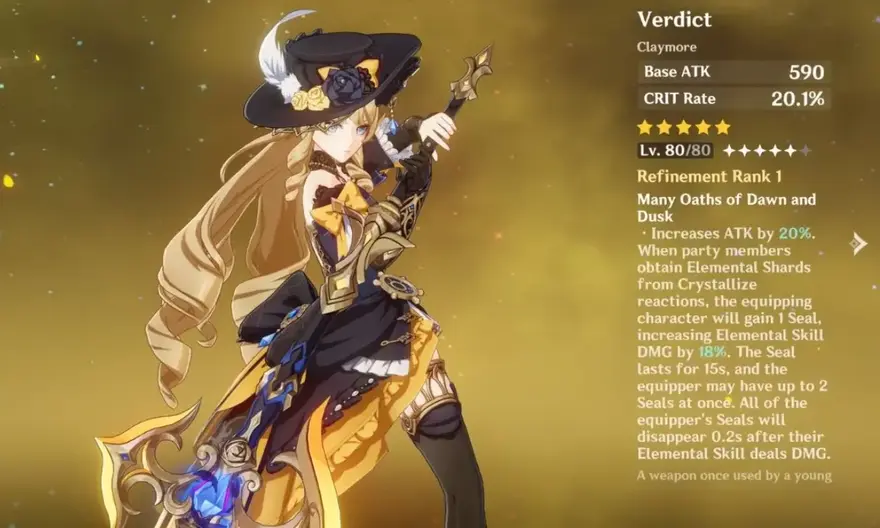 Genshin Impact trọng kiếm Verdict