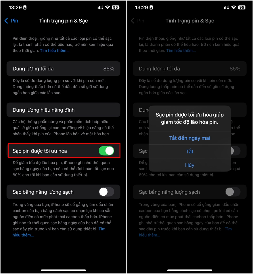 Sạc pin được tối ưu hoá trên iPhone