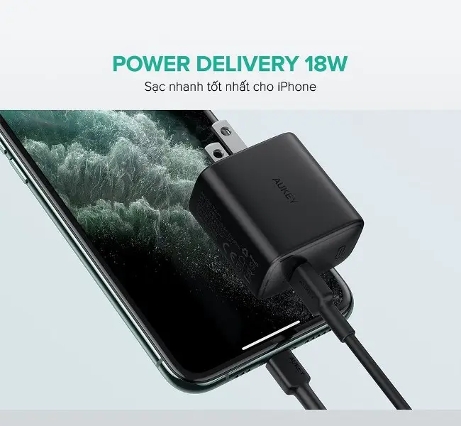 Bộ sạc nhanh Aukey 20W Type-C (Kèm cáp chuẩn MFi)