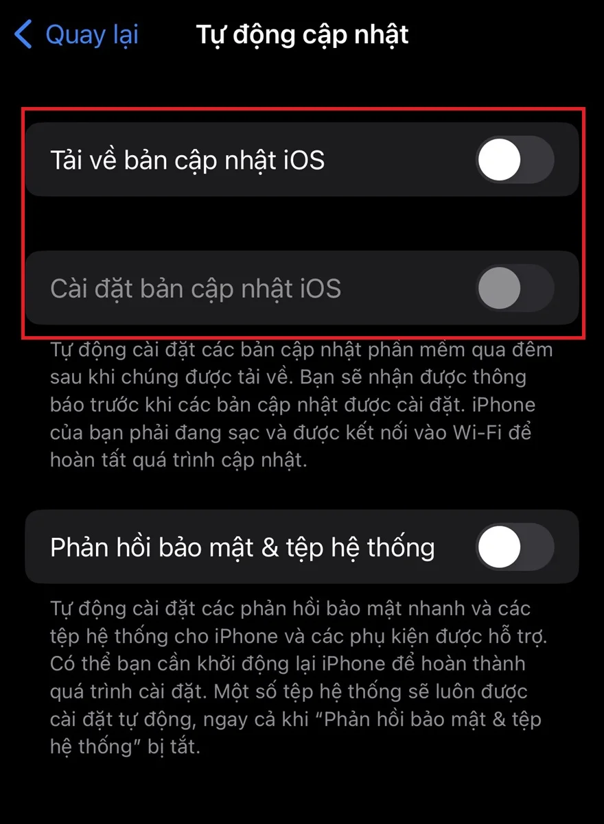Cách tắt tự động cập nhật ứng dụng iPhone
